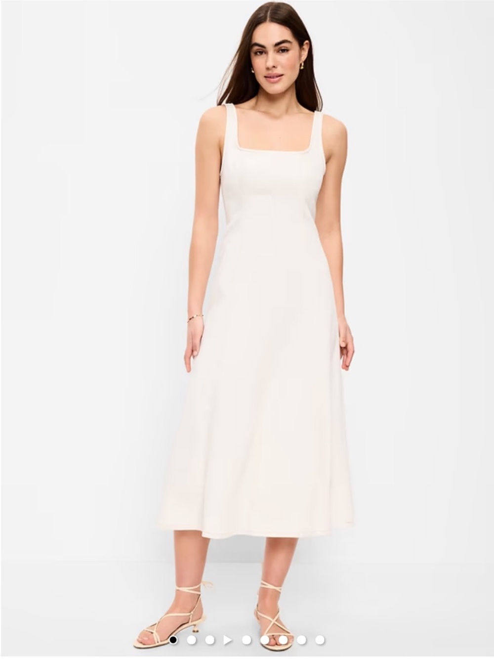 Sleeveless Square-Neck Midi Dress